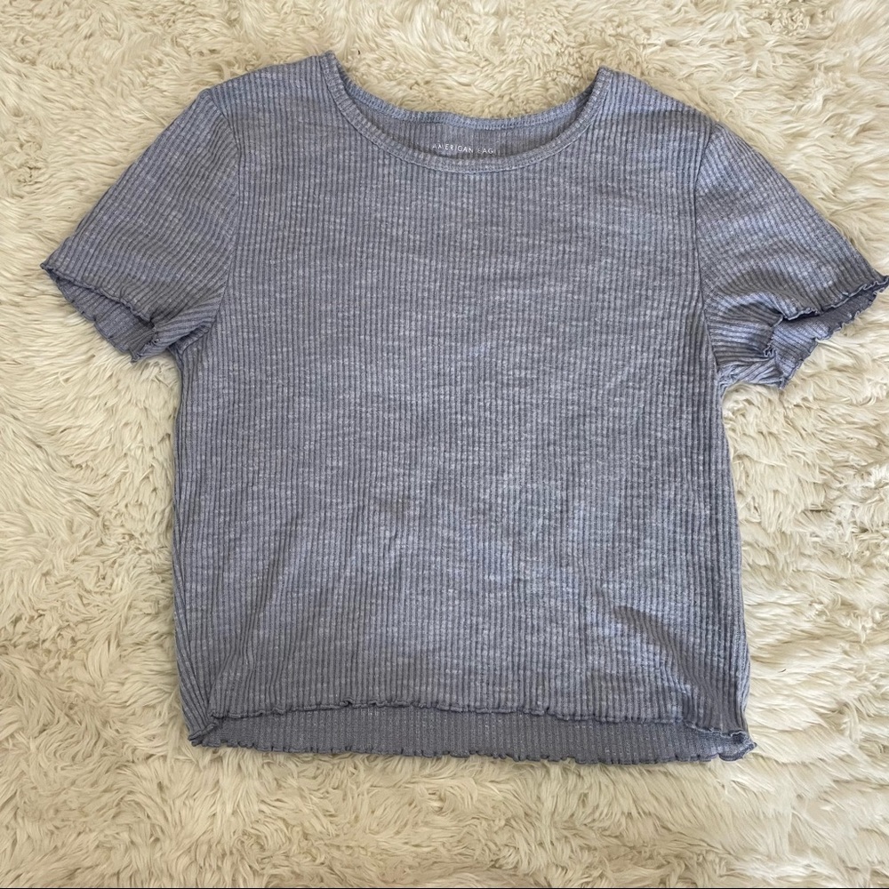 Pale sky blue soft AEO Baby Tee